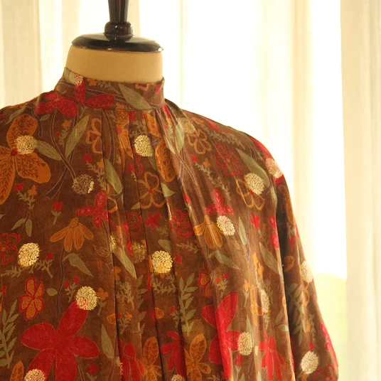 Brown organza brocade dress