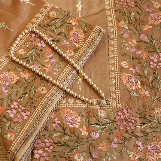 Pure Chanderi Brown