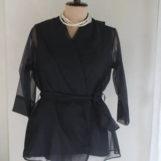 Organza Collar Top Black