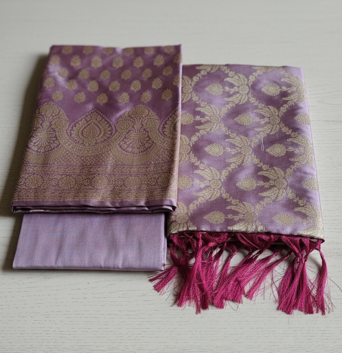Katan Silk Dress Material Lavender
