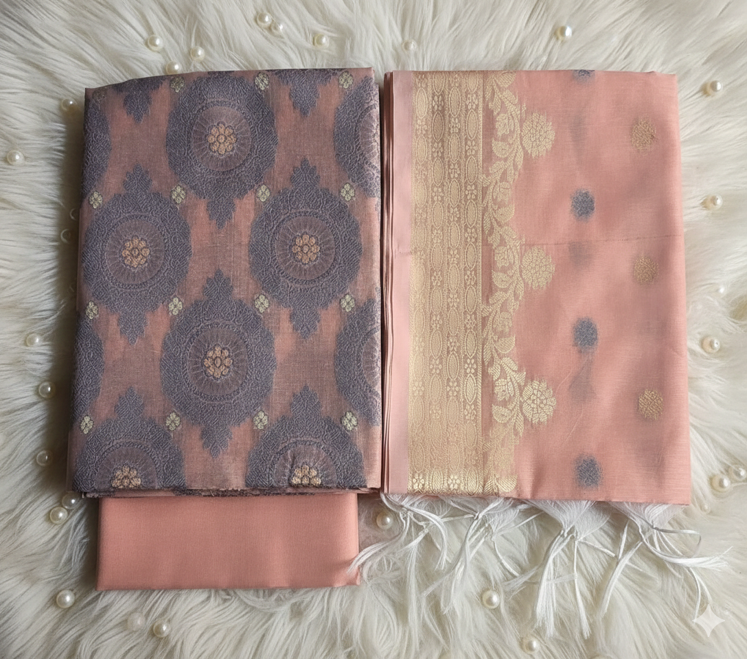 Cotton Dress Material Pastel Peach