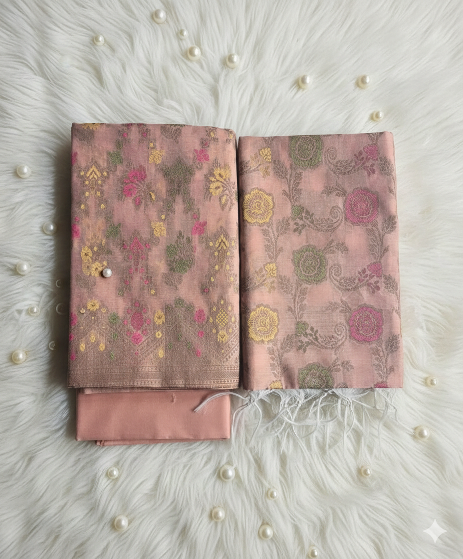 Cotton Dress Material Pastel Peach