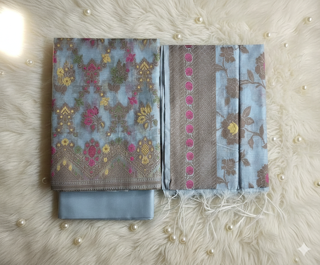 Cotton Dress Material Blue