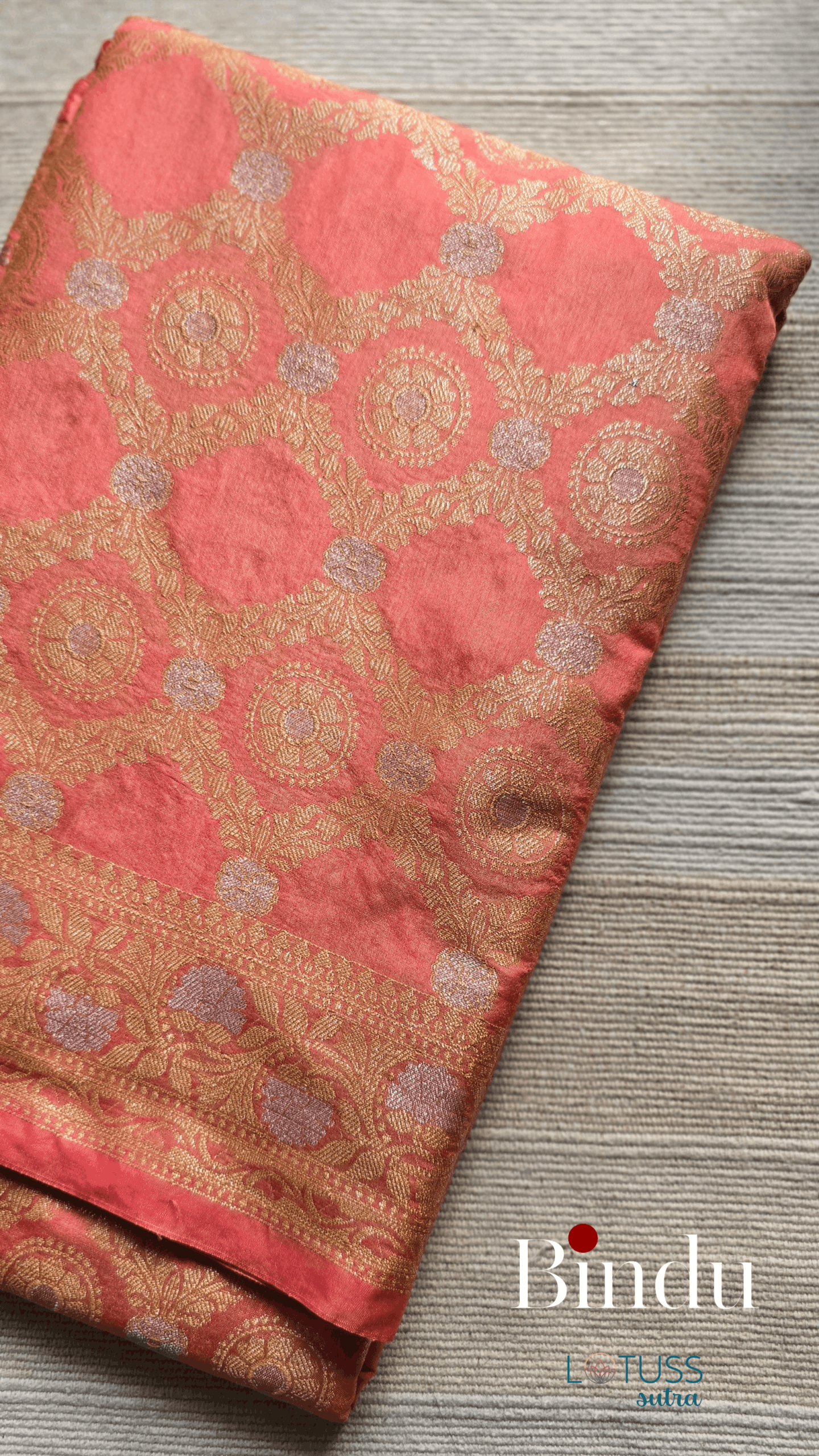 Chakra Jaal Banarasi Saree Pastel Peach